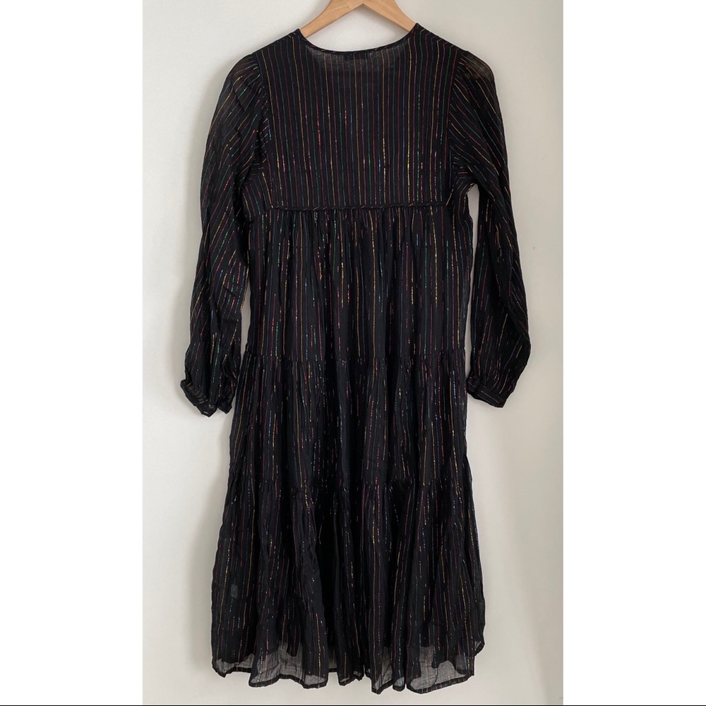 Matta Yamini Rainbow Striped Midi Dress Black - Picture 4 of 6